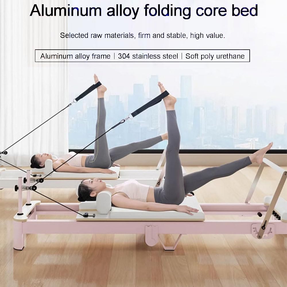 Pilates Reformer Machine, Macchina e Attrezzatura Pieghevole per Pilates con 6 Molle, Accessori Versatili, Lega di Alluminio, per Palestra Commerciale e Domestica