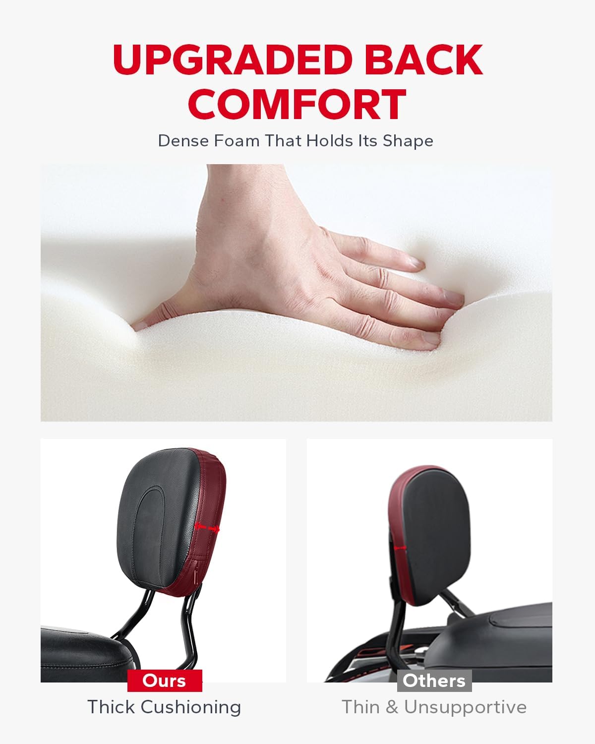 Amazicha Passenger Backrest Sissy Bar, Quick Release Sissy Bar Backrest Fit for Harley Davidson Touring Street Glide Road King Road Glide Electra Glide 2009-2024, Black