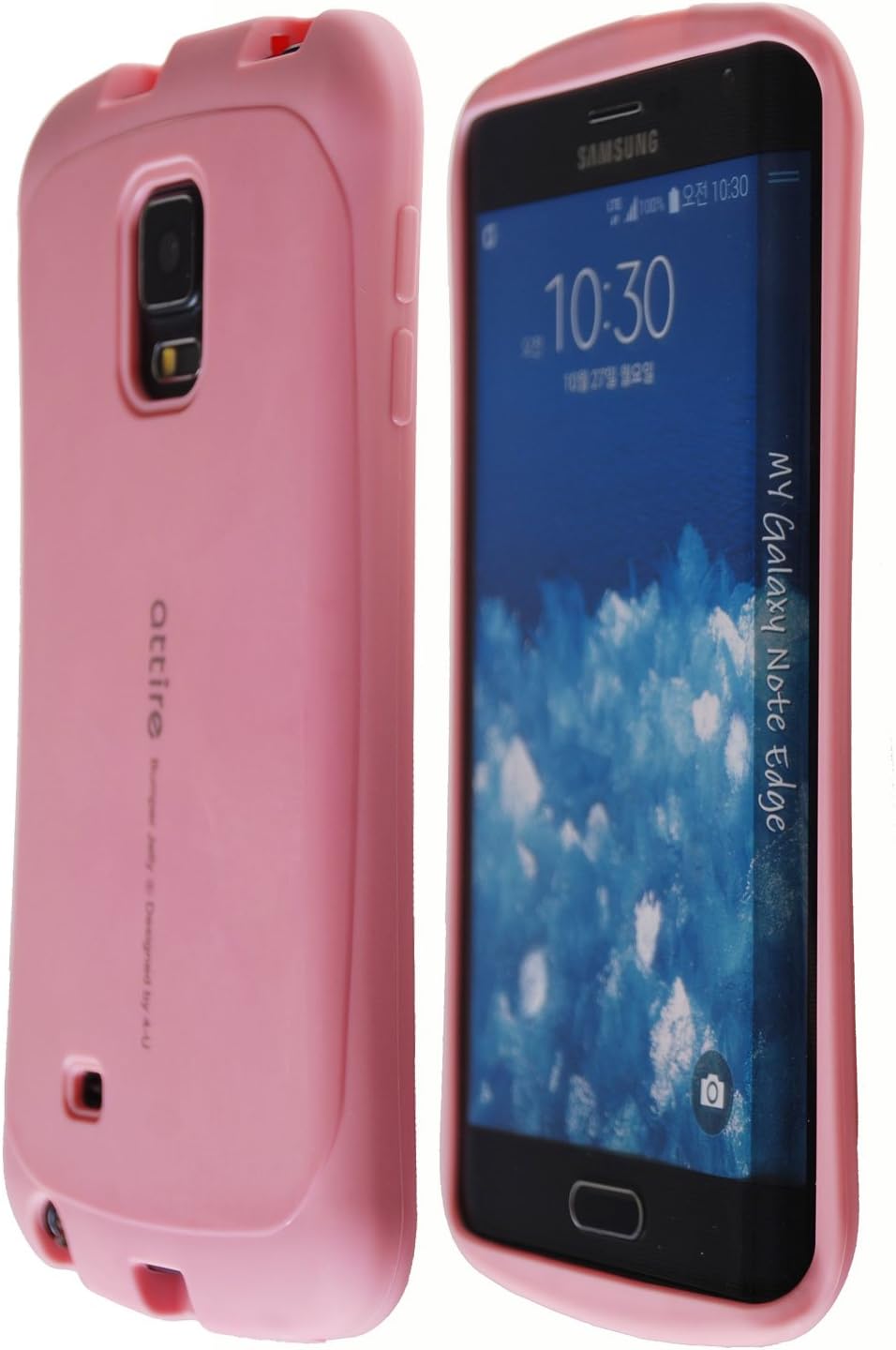 Premium Strong TPU Cover [Slim Fit] Vibrant Color Bumper Flexible Soft Gel Case [Shock Absorption] Galaxy Note Edge N915 (Light Pink)