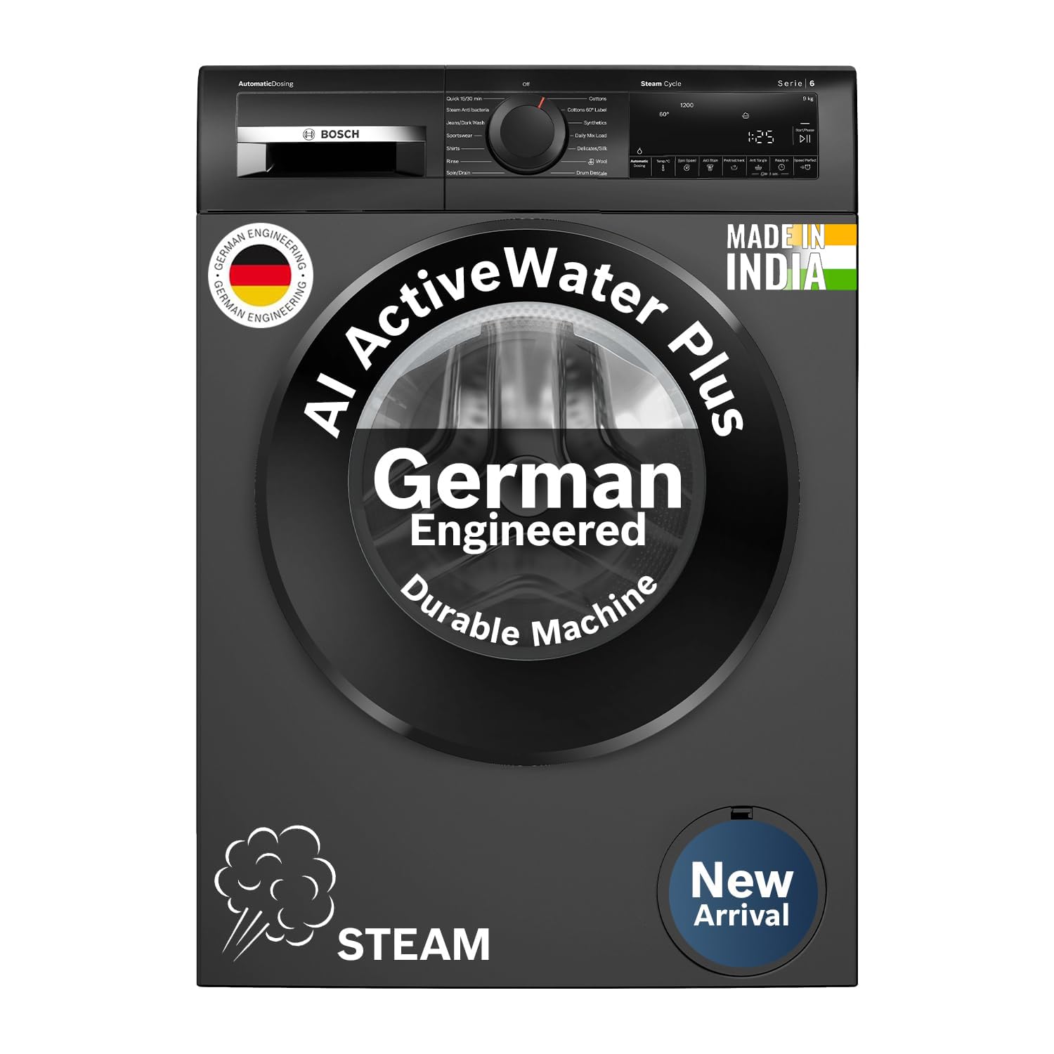 Bosch 9 kg 5 Star Front Load Fully Automatic Washing Machine, AI ActiveWater, Automated Dosing of Detergent, Inbuilt heater, 14 Wash Programs, 53L Large Drum,Cast Iron Grey,WGA242IRIN (2026 Model)-image-43