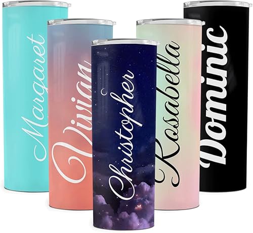 Miniatura 1 de Wassmin Vasos personalizados con nombre regalos para mujeres y hombres vaso delgado personalizado de 20 onzas taza de viaje de café de acero