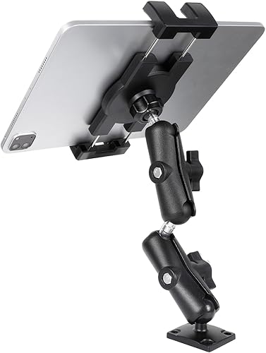 Soporte resistente para tablet para camión, base de taladro de aluminio y soporte de brazo para automóvil, pared y tablero de instrumentos de