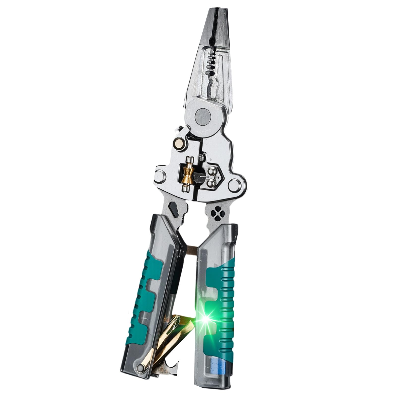 9 in 1 Wire Stripper Pliers Tester Multifunctional Cable Cutter Crimper Wire Stripping Tool Household Multipurpose Electrician Tool Portable Electrician with Measuring Function