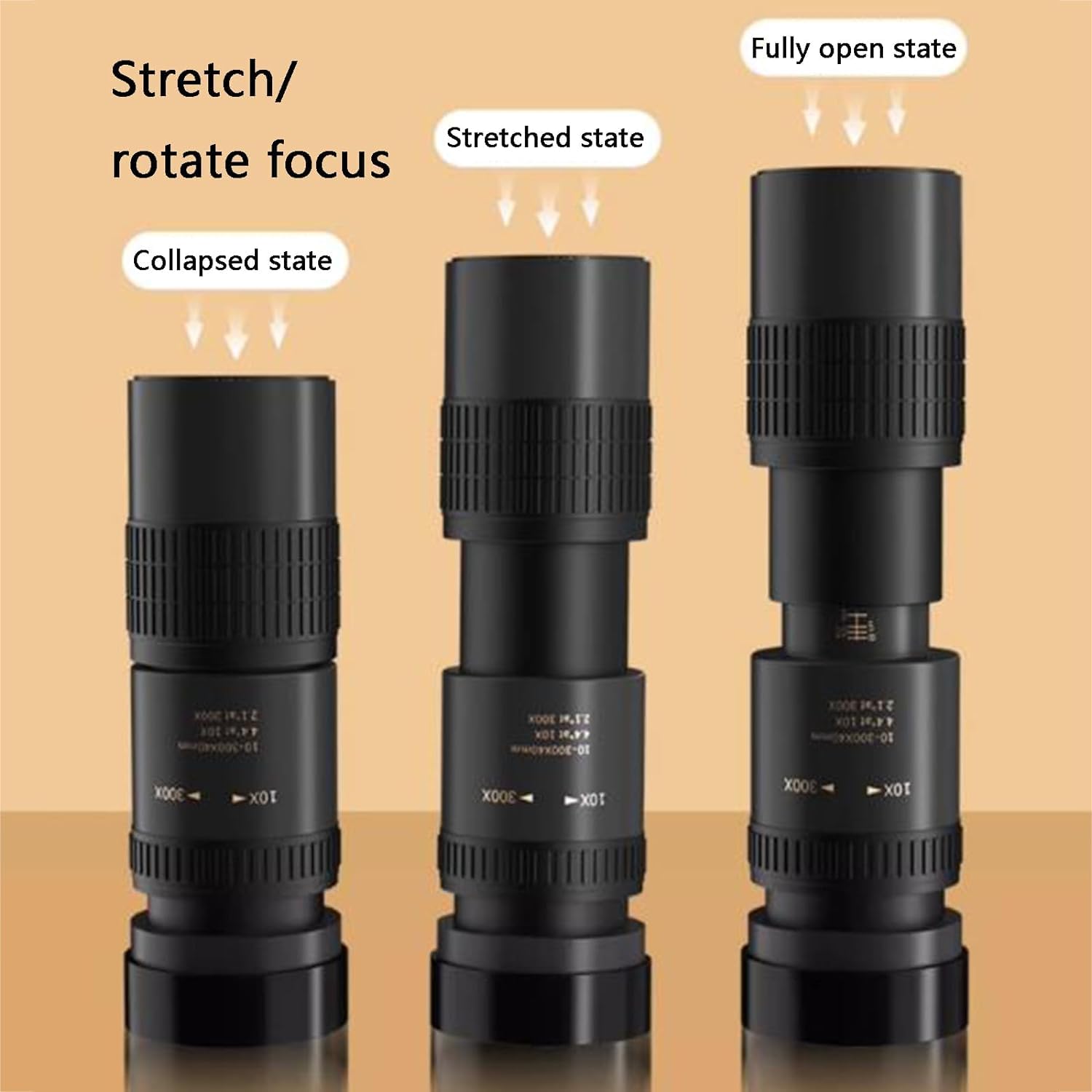 Kit obiettivo fotocamera, teleobiettivo zoom 10X-300X, con supporto portatile, obiettivo fotocamera con messa a fuoco telescopica per tutti gli smartphone, divertiti a scattare
