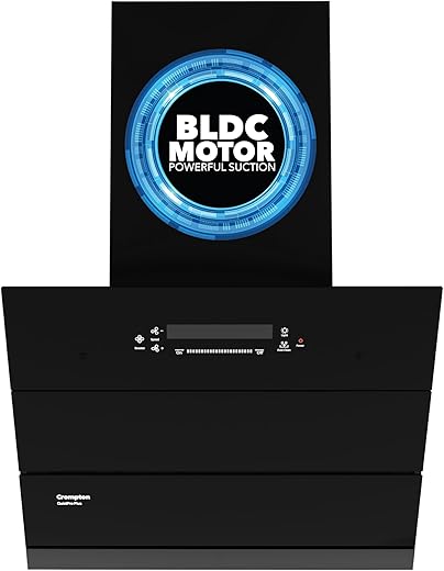 Crompton QuietPro Plus BLDC 1700m3/hr 60cm Slant Chimney| Filterless Intelligent Autoclean| Built In Oil Collector| Touch+Motion Sensor…