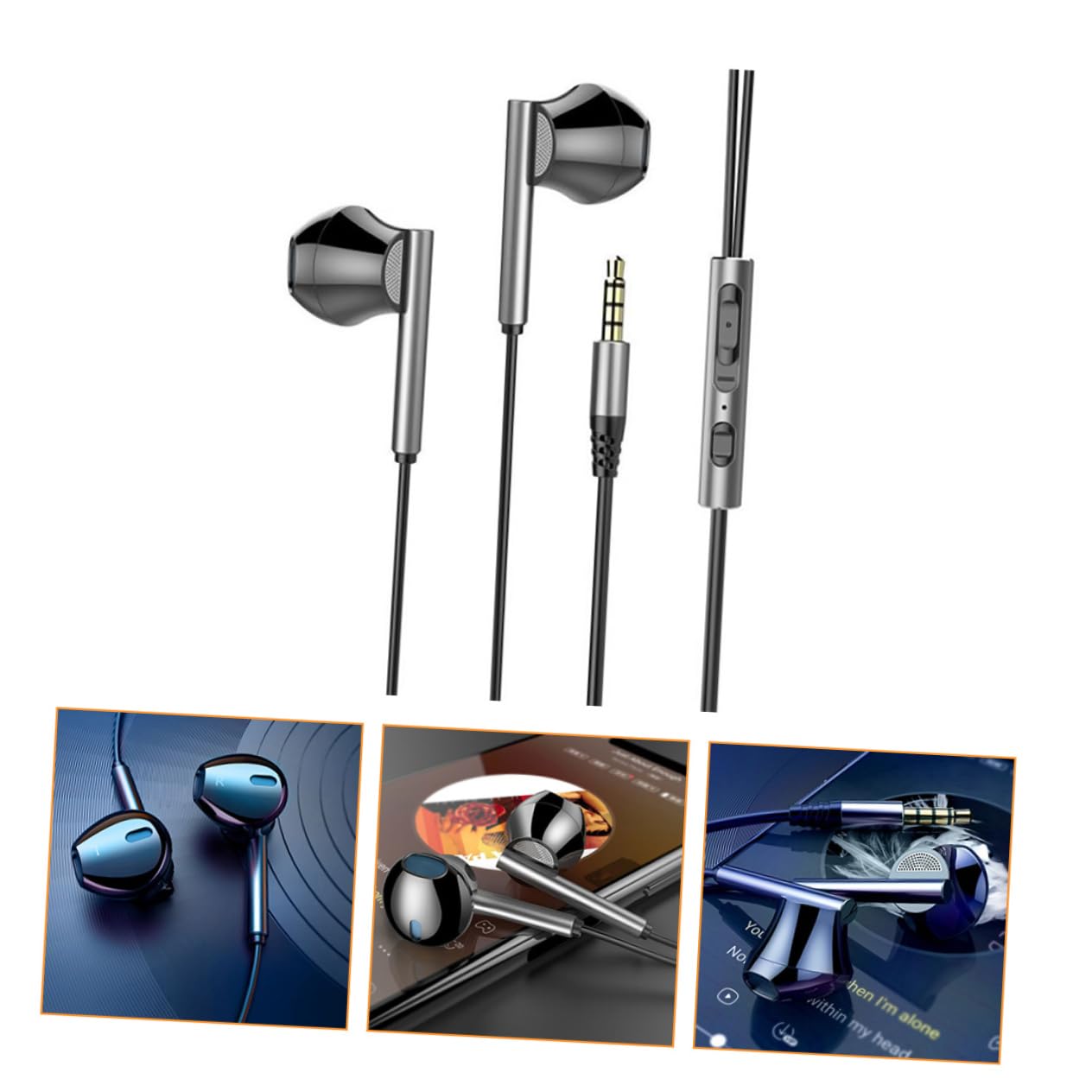 Uonlytech 3pezzi Cuffie In-ear Metalliche Con Microfono Auricolari Gaming Basso Profondo Compatibili Smartphone Design Ergonomico Per Comfort Estremo Cavo Resistente Nero