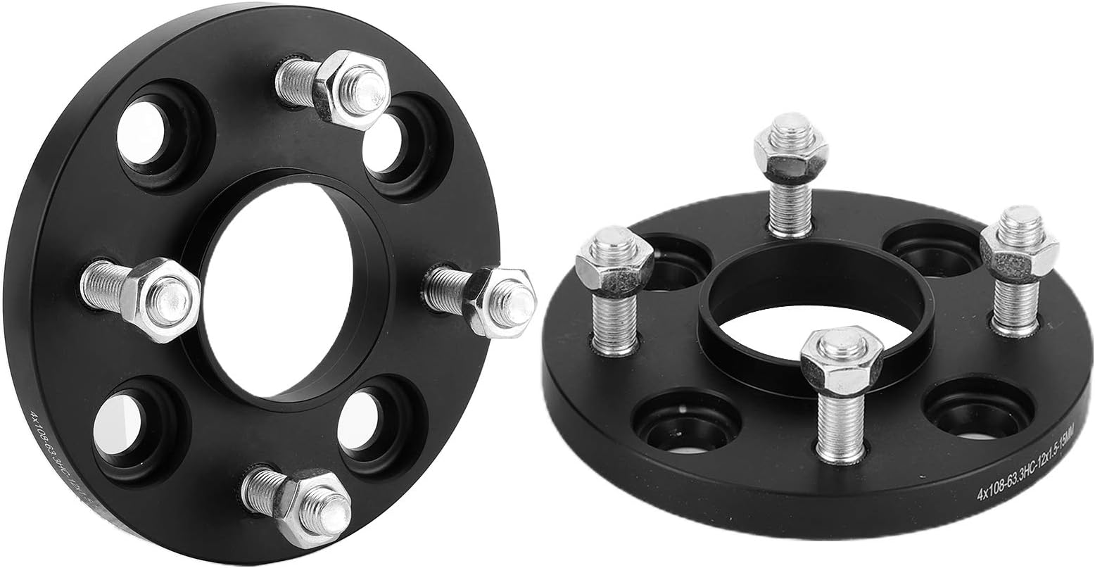 Wheel Spacer Hub Centric Adapter 4x108mm PCD 63.3mm Bore Fit Fit for, 15mm Aluminium Pair for DIY Installation