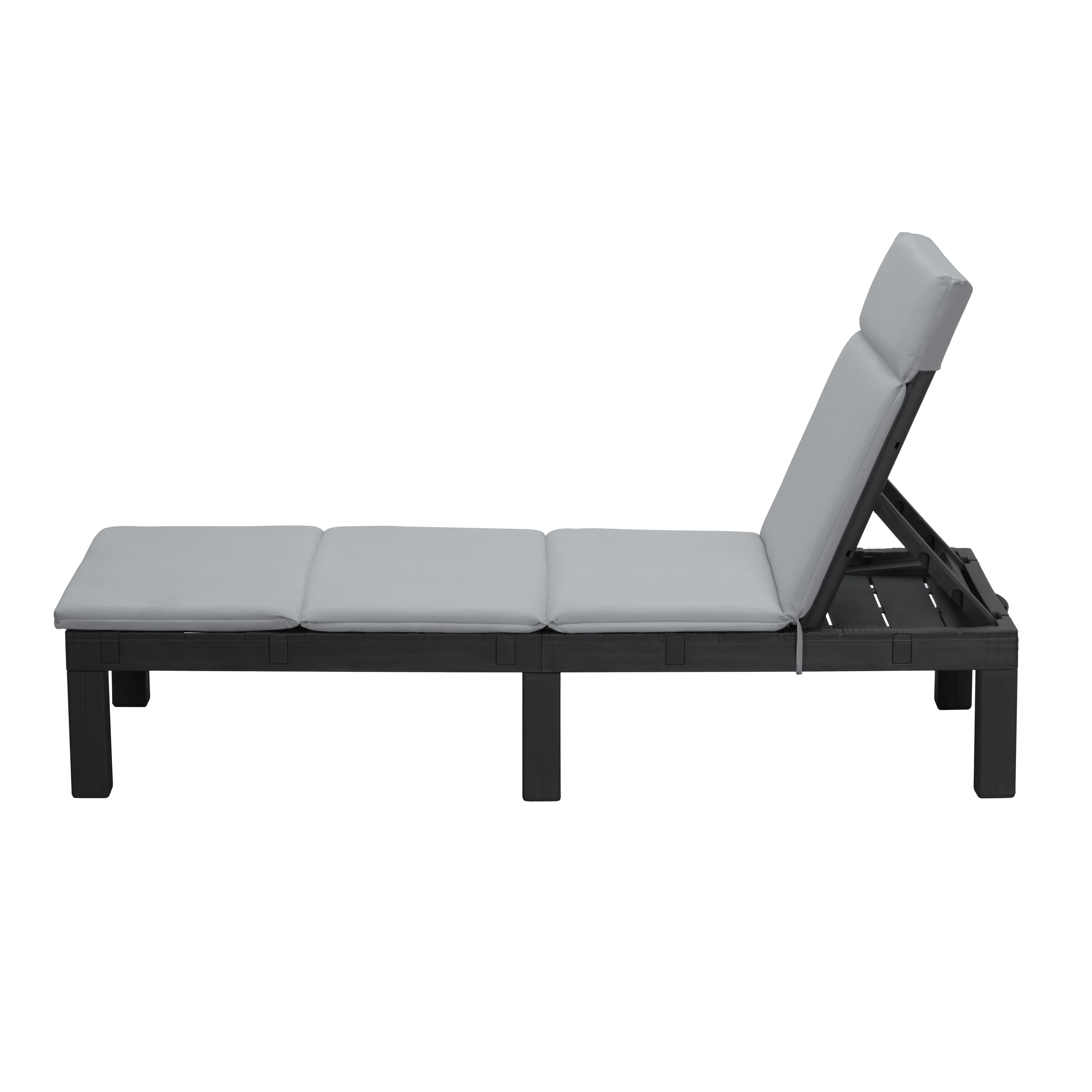 Koll Living Gartenliege Miami | Sonnenliege Kunststoff Anthrazit/Grau | 187 x 60 x 29 cm | belastbar bis 120 kg Liegestuhl wetterfest & pflegeleicht