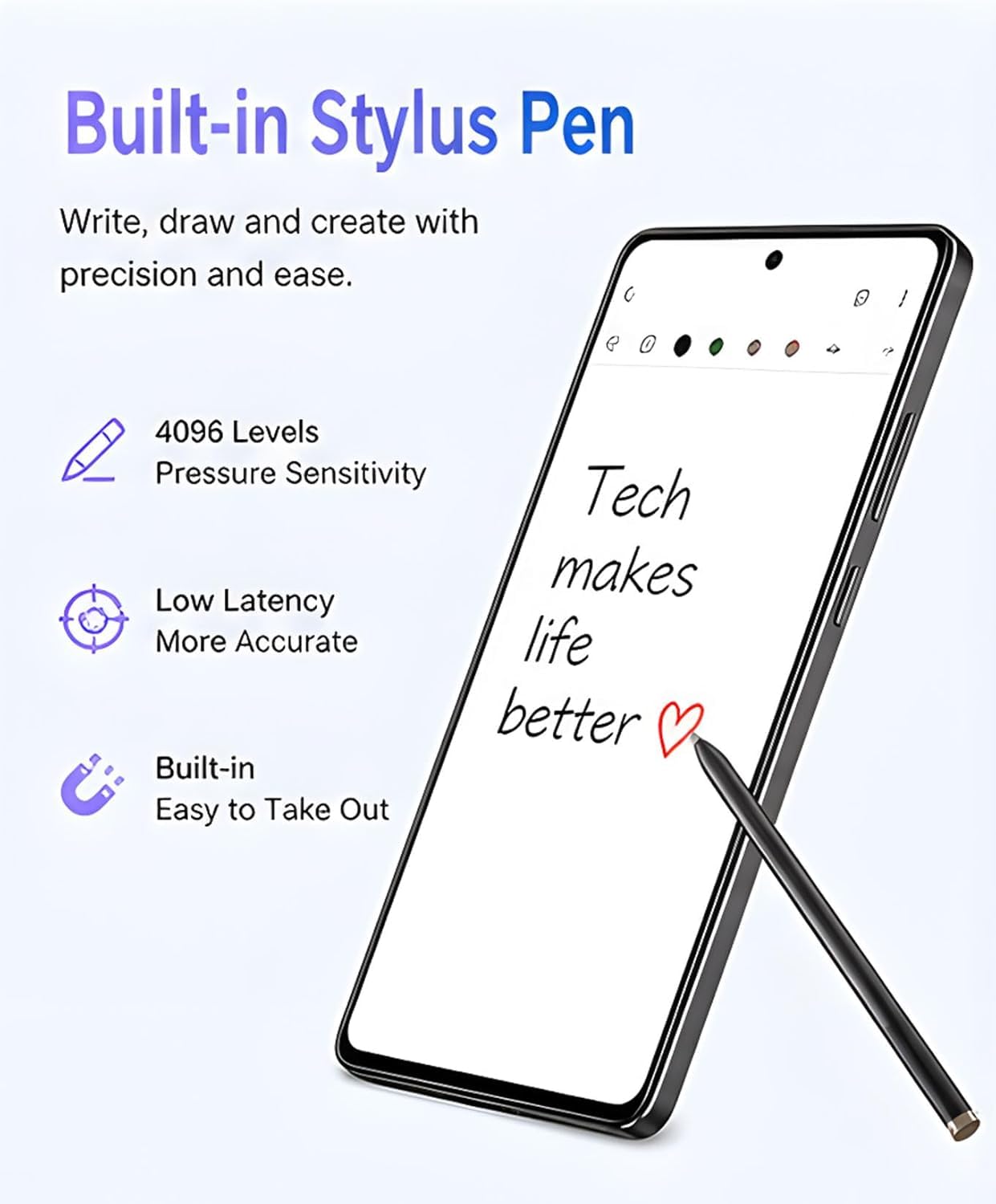 A26 Ultra 4G LTE - Telefono cellulare da 6,8 pollici, 8 GB di RAM, 256 GB di memoria ROM, doppia fotocamera principale da 108 MP + fotocamera per selfie da 64 MP, batteria ad alta capacità da