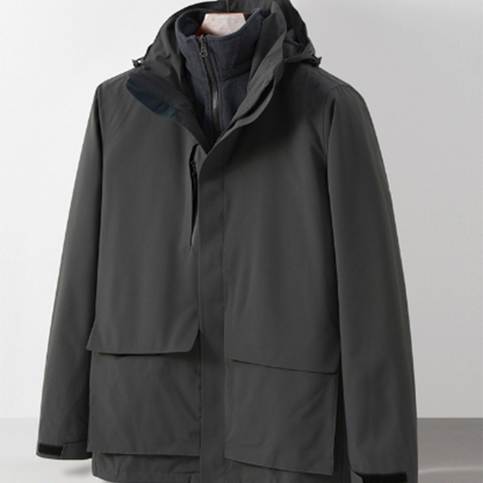 Genérico Chaqueta Impermeable Mujer 3 en 1 Invierno Cortavientos Con Capucha Chubasquero Con Cremallera Completa Al Aire Libre Chaqueta de esquí Abrigo Para Senderismo, Esquí, Ciclismo