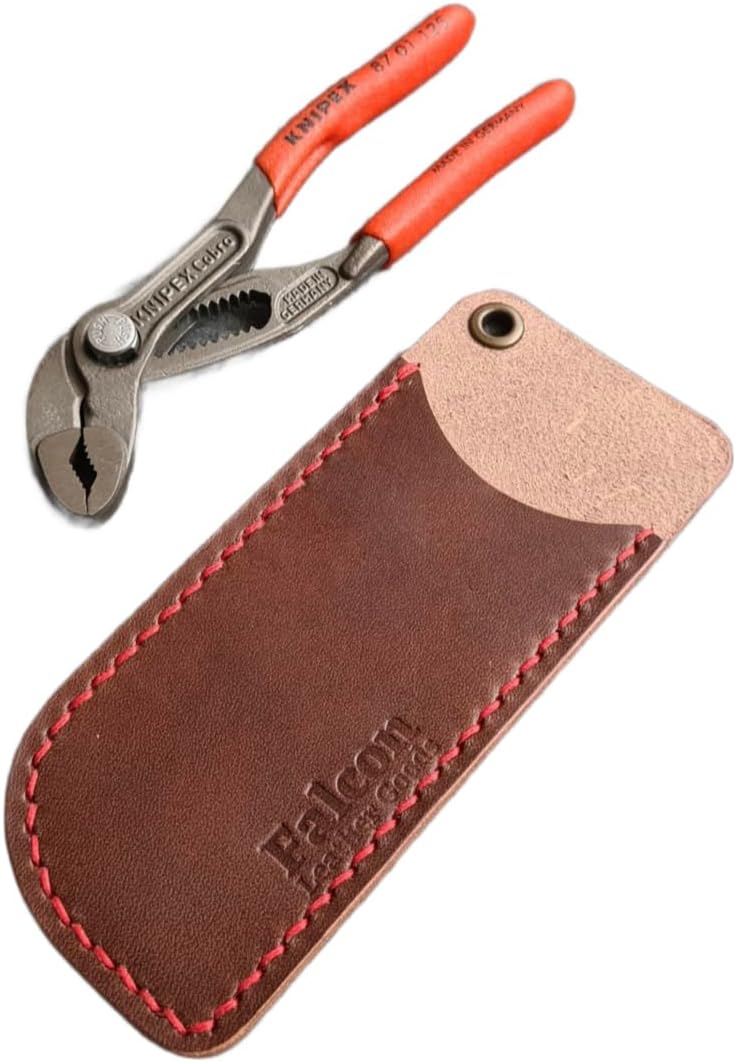 Handmade Leather Sheath for Knipex Cobra 125 (Natural, Stitching: Chocolate)
