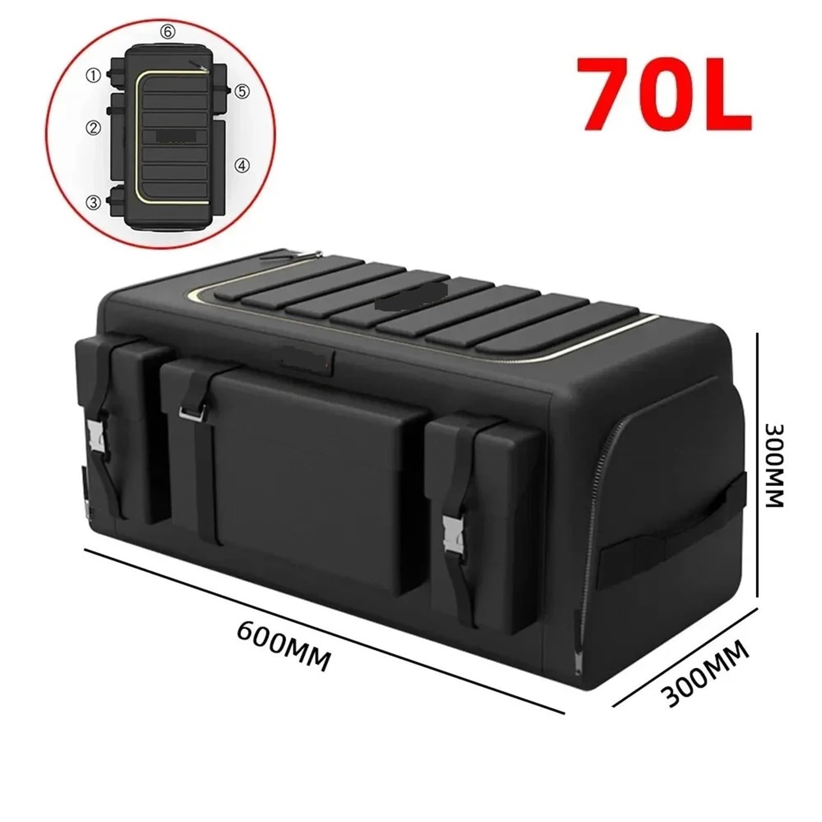 Abrazaderas de Cable de Acero, Abrazaderas de cabl Organizador de Almacenamiento for Maletero de Coche con Tapa, Universal, 70 l, Plegable, de Tela Oxford(70l)