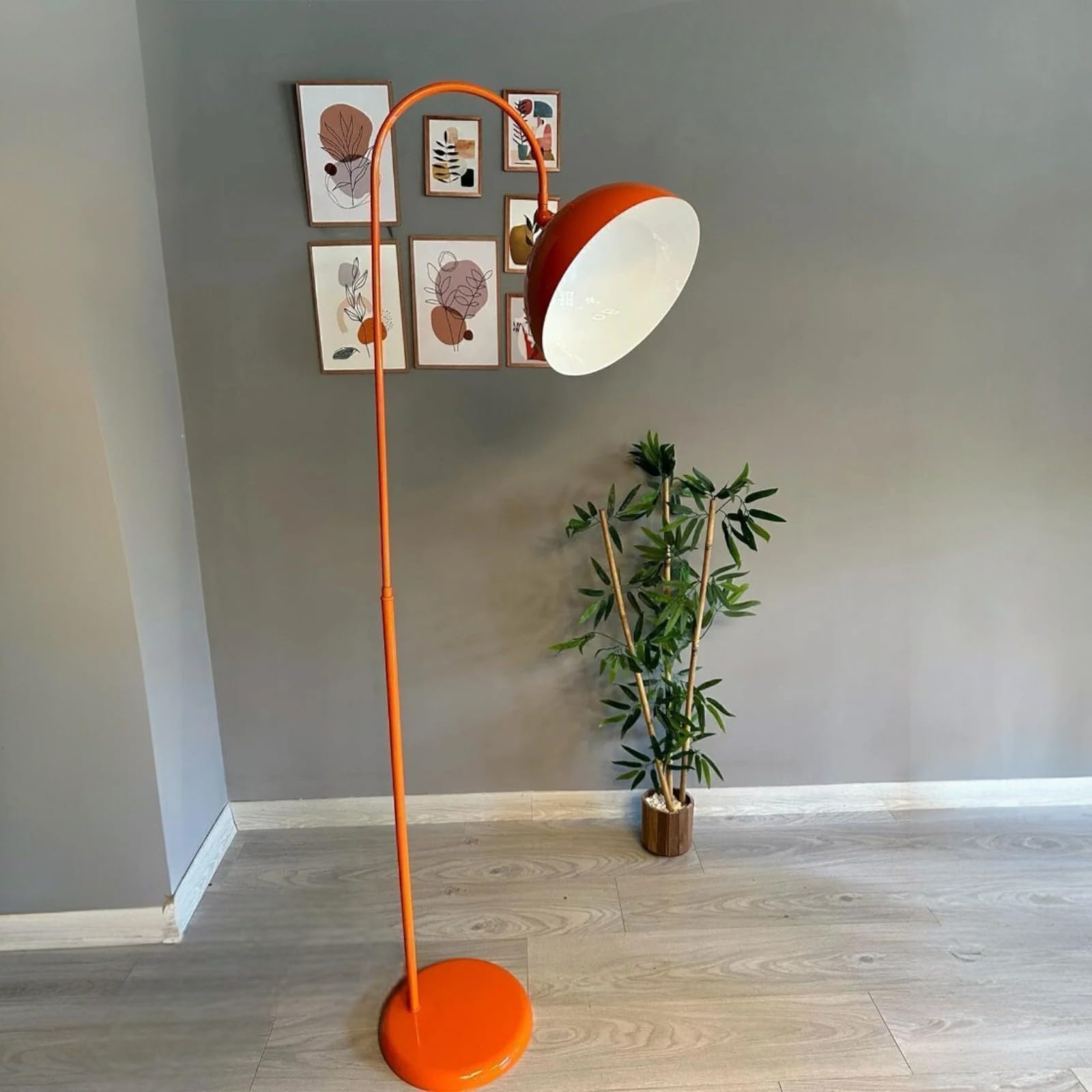bamyum Gorkiede - de metal, moderna para dormitorio, salón, habitación infantil con casquillo E27, 30 cm de ancho, pantalla ajustable, Lámpara de pie, Naranja