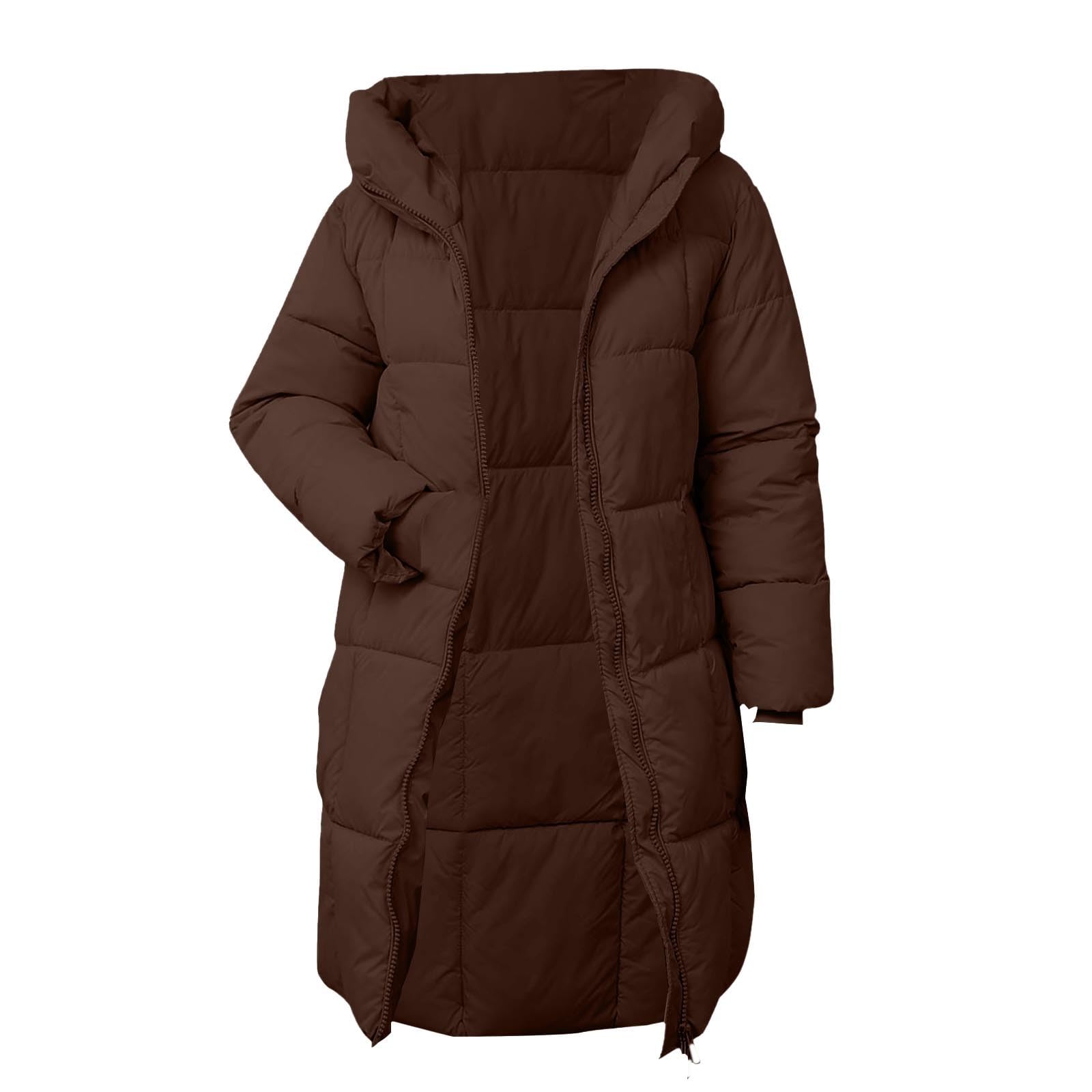 Angxiwan Winterjacke Damen Lang Warm Wintermantel Leicht Daunenjacke Winter Puffer Jacke Outdoor Steppmantel Reißverschluss Daunenmantel mit Kapuze übergang Mantel Parka