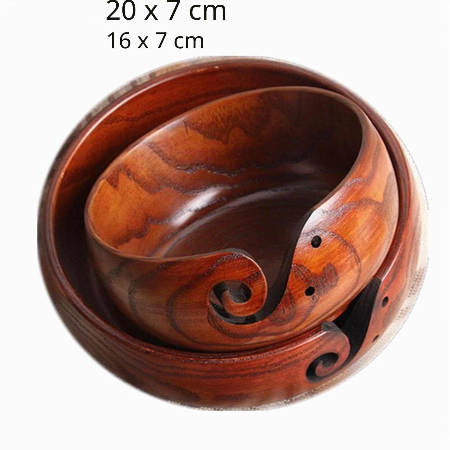 20,3 cm Garnschale aus Palisanderholz, Wolle, Garnhalter, Aufbewahrungsschüssel, Aufbewahrungsschüssel aus Draht, Haken, Zubehör für Stricken und Häkeln #2