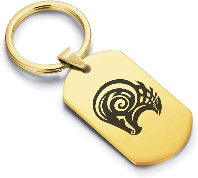 Stainless Steel Tribal Zodiac Dog Tag Keychain Circle Ring