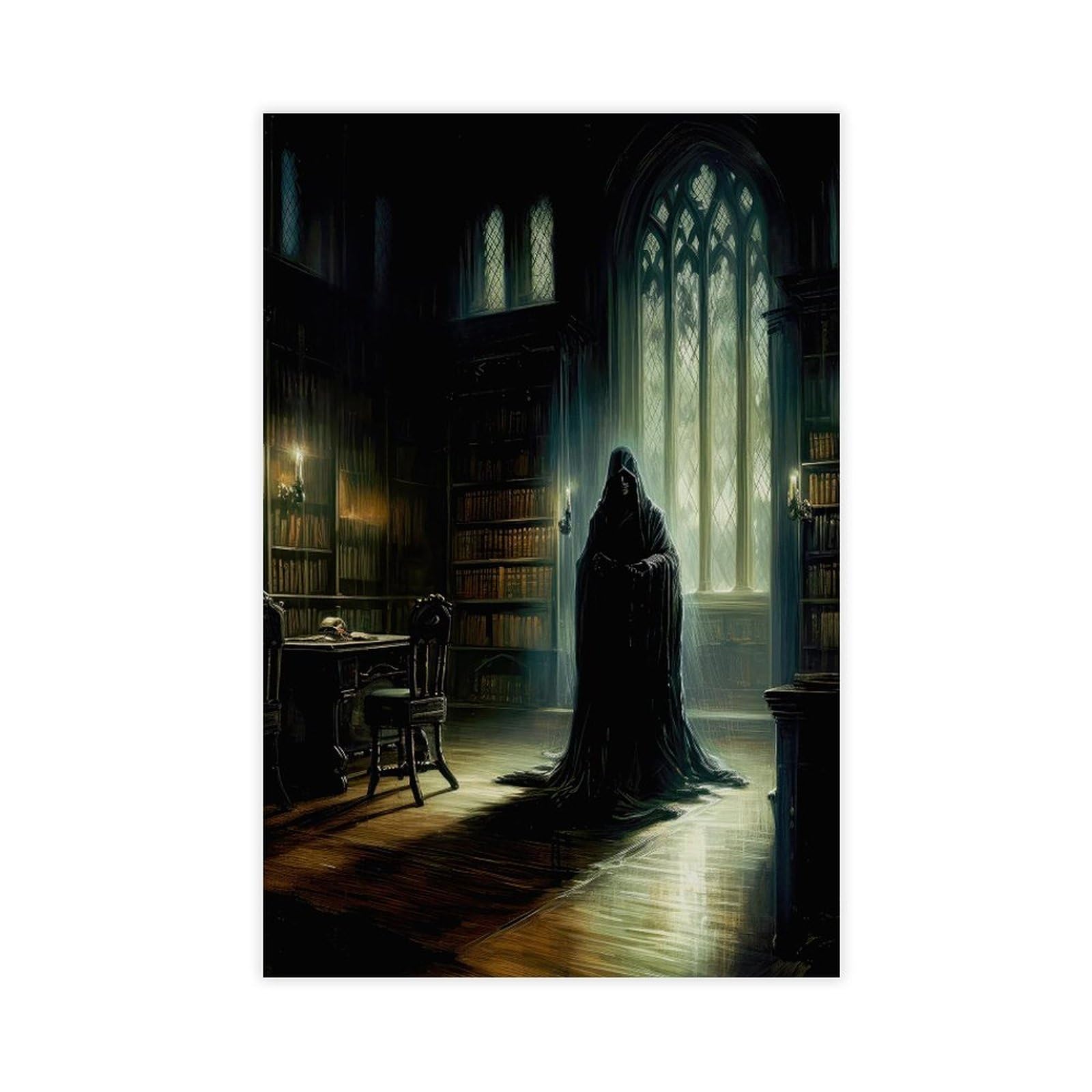 Bareronor Off-White Dark Academy Ghost Canvas Poster Bedroom Decor Landscape Office Room Decor Gift 20" L X 30" W