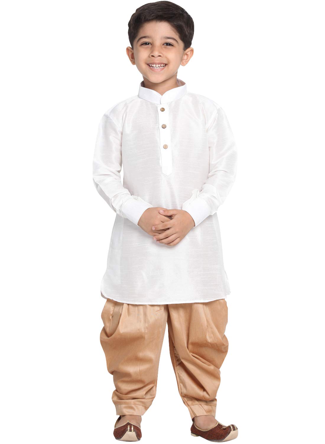 Jbn Creation Boys Silk Blend Kurta And Dhoti Set - Ethnic Elegance For Festivals | Pathani Style Full Sleeves Kurta And Cowl Style Patiala Dhoti Pant Set | Traditional Attire For Kids