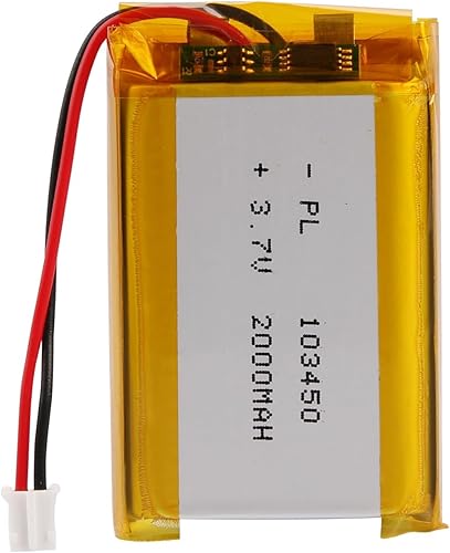 Batería de polímero de litio 3.7V 2000mAh 103450 Lipo Batería recargable con 2 cables JST PH 0.079 in Conector para altavoz y dispositivo inalámbrico