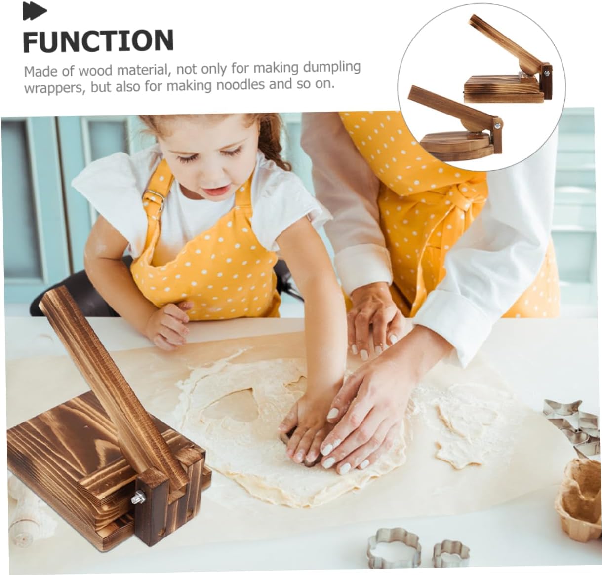 CHILDWEET 2pcs Wooden Press Tool Manual Pizza Dumpling Maker Easy Use Home Accessories Sturdy Construction for Uniform Thickness for Tortillas Pastries