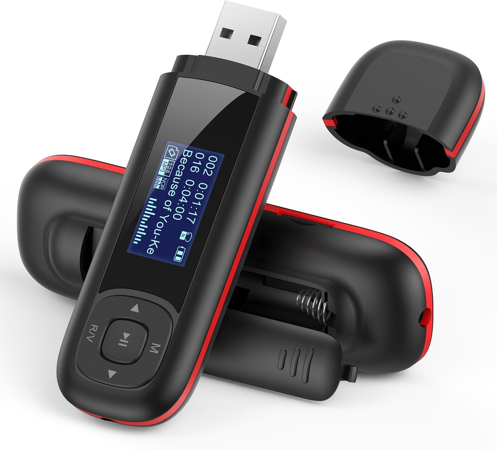 AGPTEK U3 USB Stick Mp3 Player, 40GB Music Player Supports Replaceable AAA Battery, Recording, FM Radio, Expandable Up to 128GB