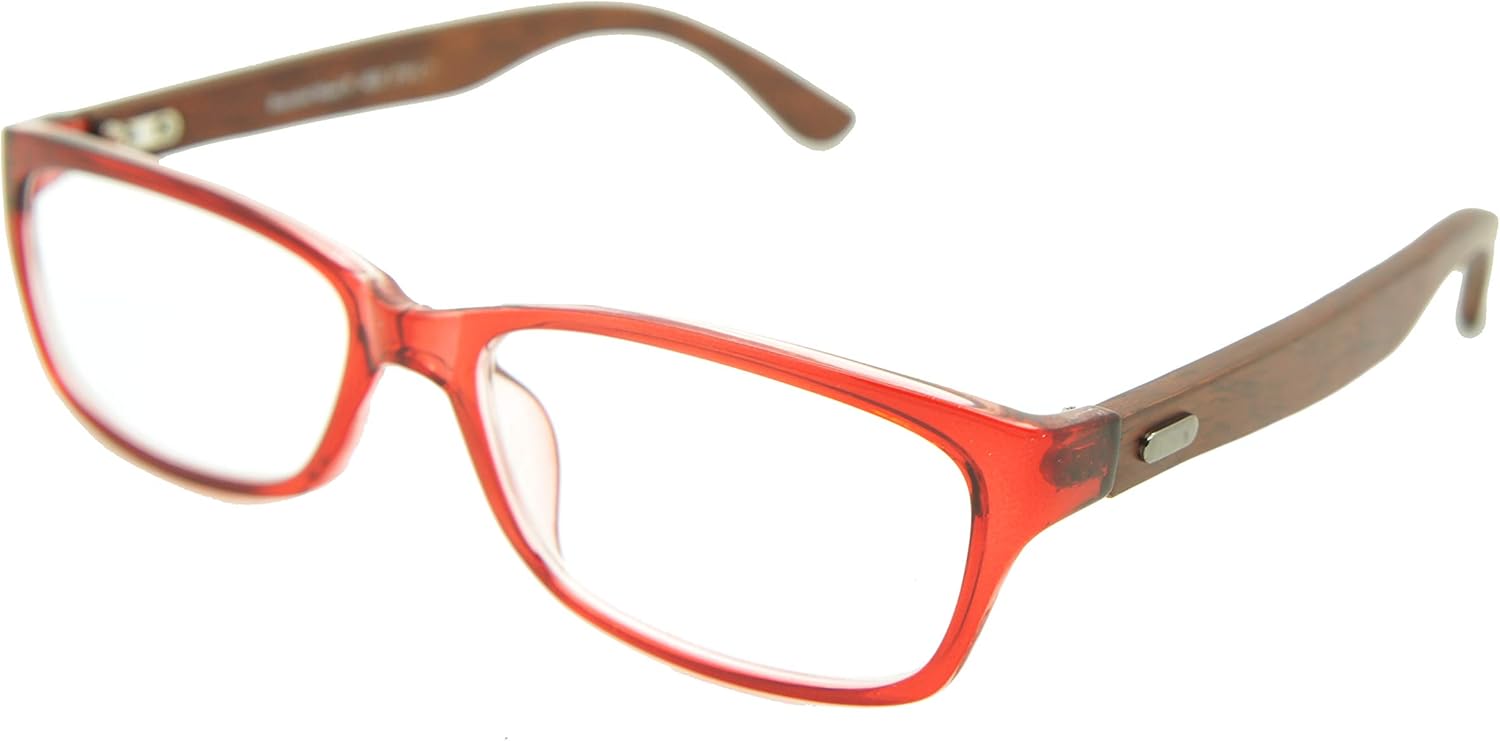 NEW ColorViper Real Tree Bamboo wood Temples Reading Glasses (2973 shiny red/dark wood temple, 3.00)