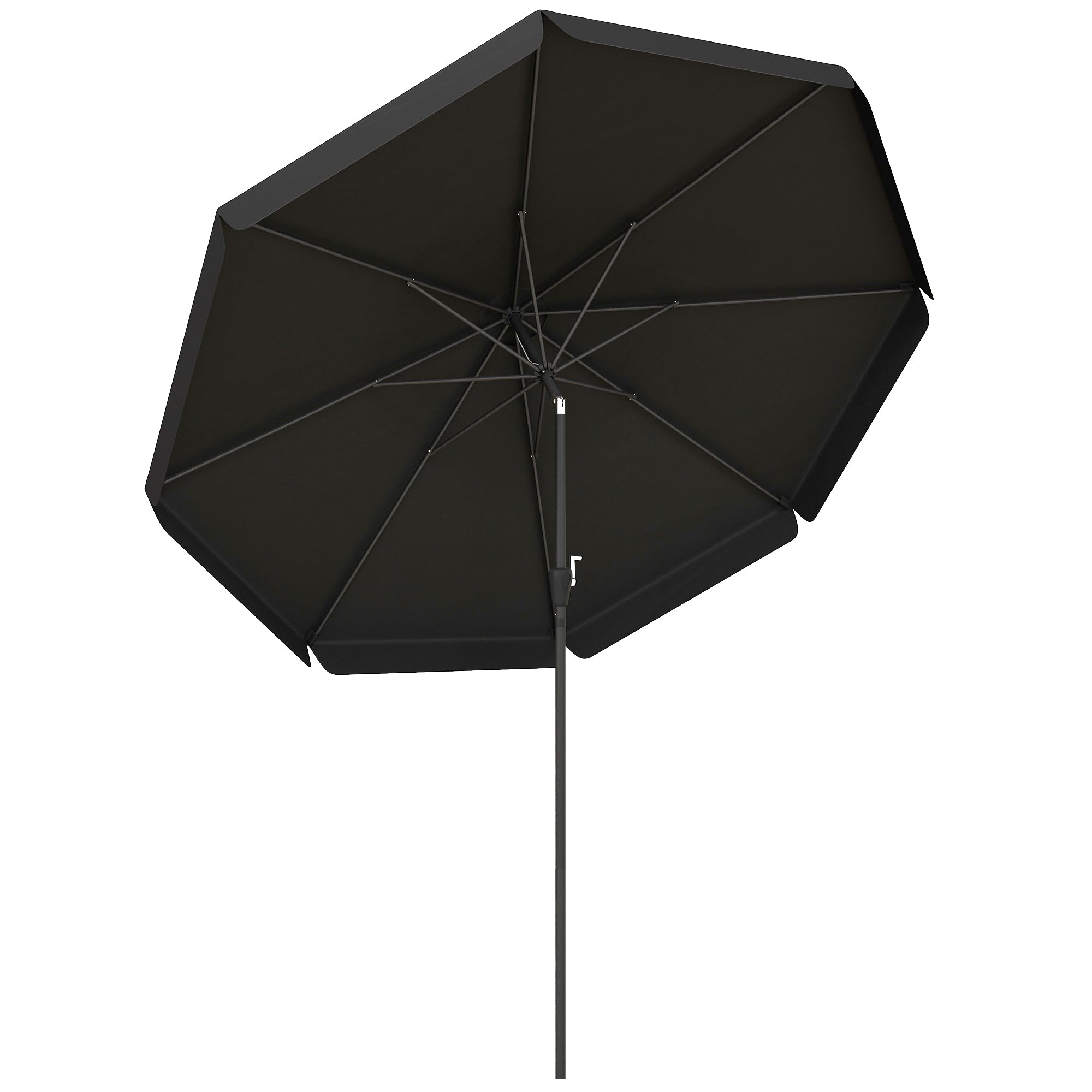 Outsunny Black 2.7M Patio Parasol Garden Umbrellas With Aluminium Pole, Upf 50+ Outdoor Sun Shade Table Umbrella With Tilt, Crank, 8 Ribs, Ruffles,
