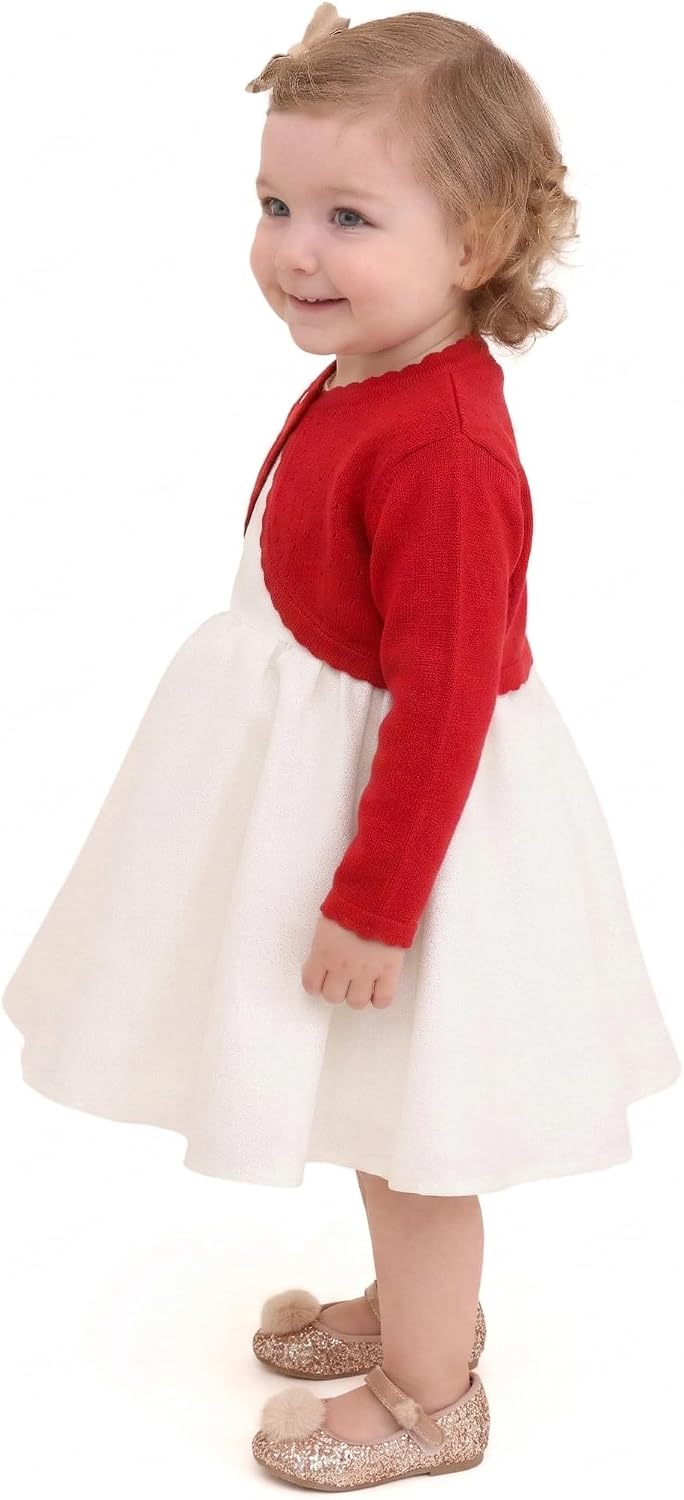 Lilax Baby Girls' Knit Long Sleeve One Button Closure Bolero Shrug