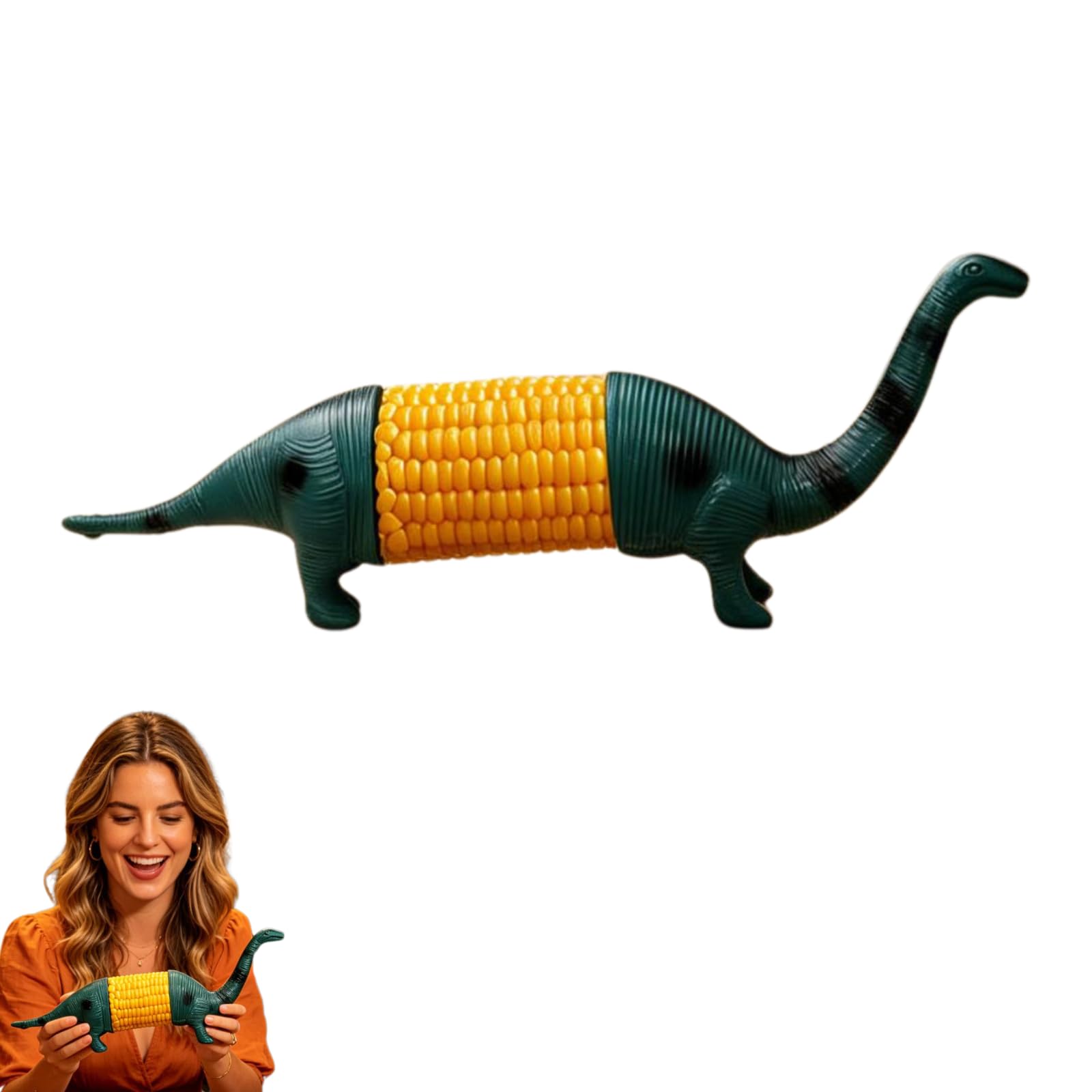 Supporti per mais a forma di dinosauro, riutilizzabili in acciaio inox, per barbecue, picnic, campeggio e cene in famiglia, graziosi utensili per mais dolce