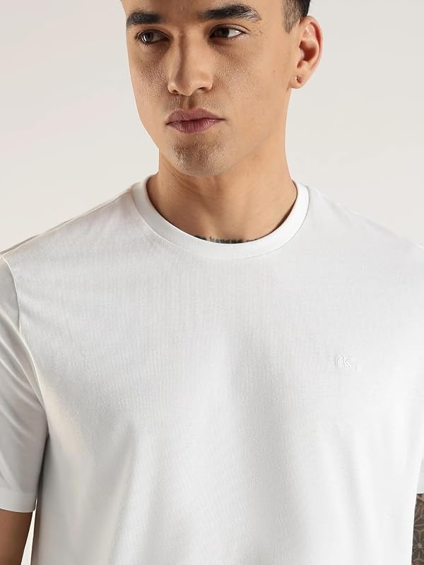 Calvin Klein Men's Smooth Cotton Solid Crewneck T-Shirt Bright White by Calvin Klein - Used condition - Image 4
