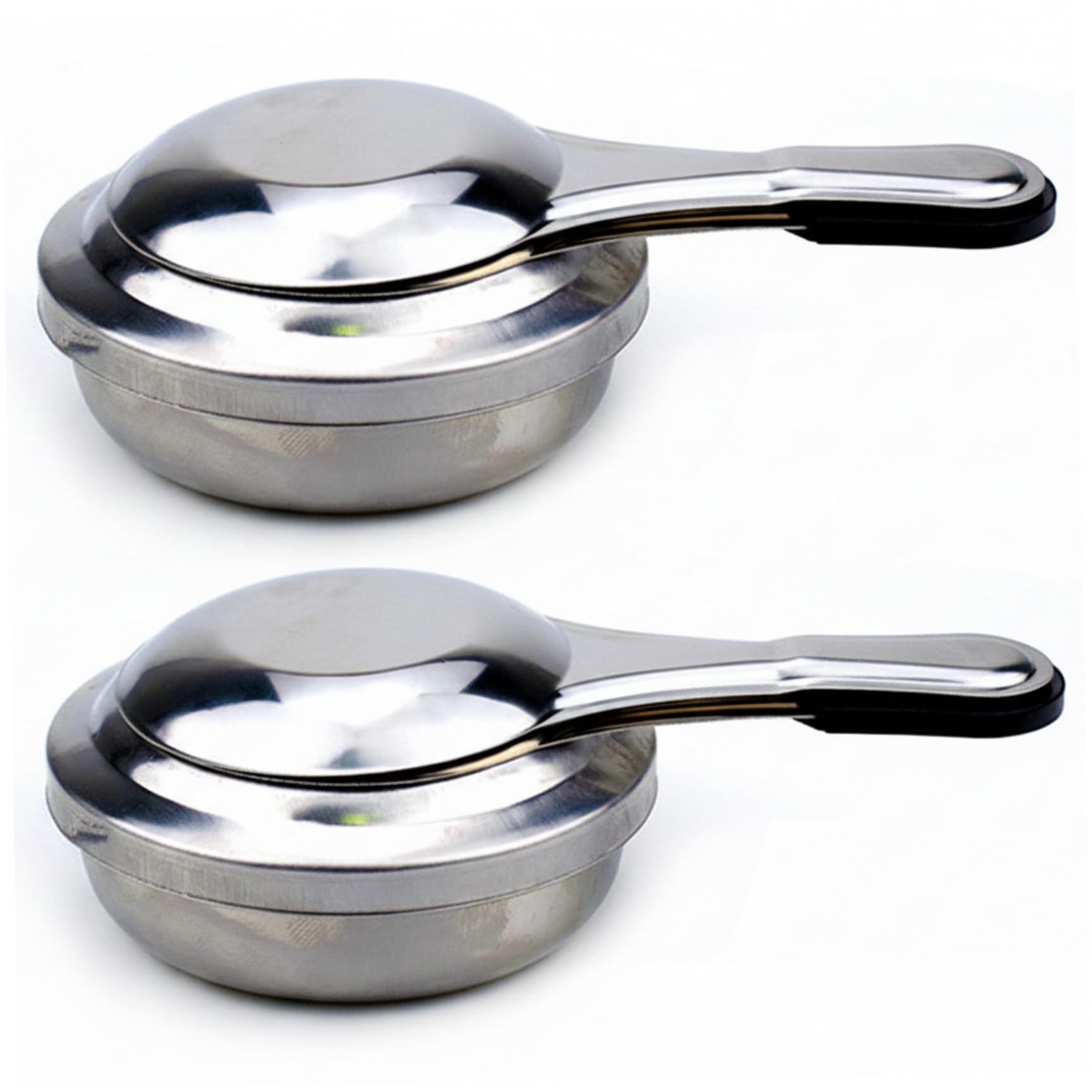 CAKEEYUM 2 Pack Stainless Steel Portable Fondue Burner Alcohol Stove with Handle & Safety Cover for Cooking Grilling Heating