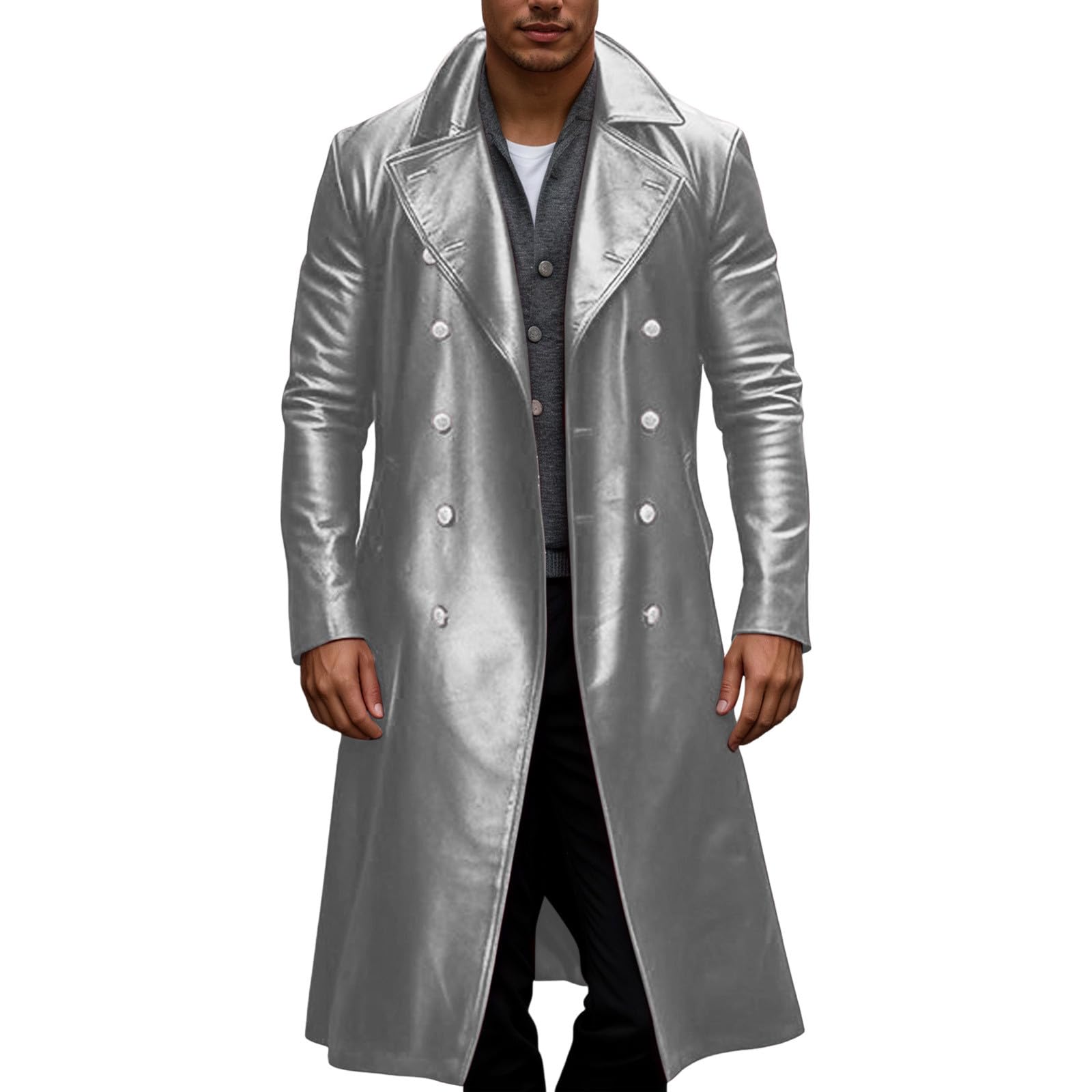 Abrigo de piel medieval para hombre, abrigo de piel sintética, abrigo de invierno, chaqueta de entretiempo a prueba de viento, chaqueta cortavientos, uniforme militar, abrigo de cuero, abrigo