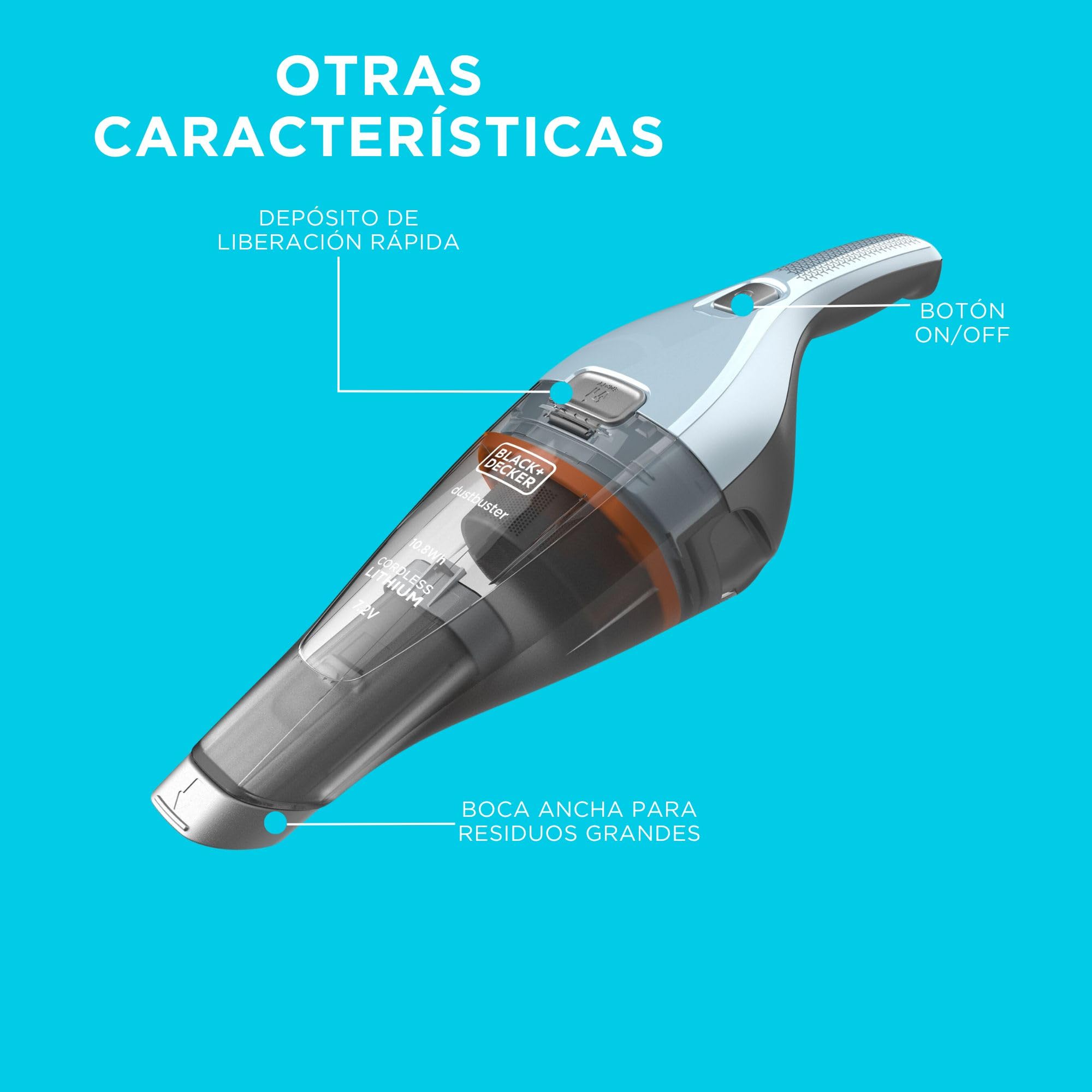 Black+Decker dustbuster 7.2V (Batería de 2.0Ah) Aspiradora de Mano Sin Cable, Morado, NVC215W-QW