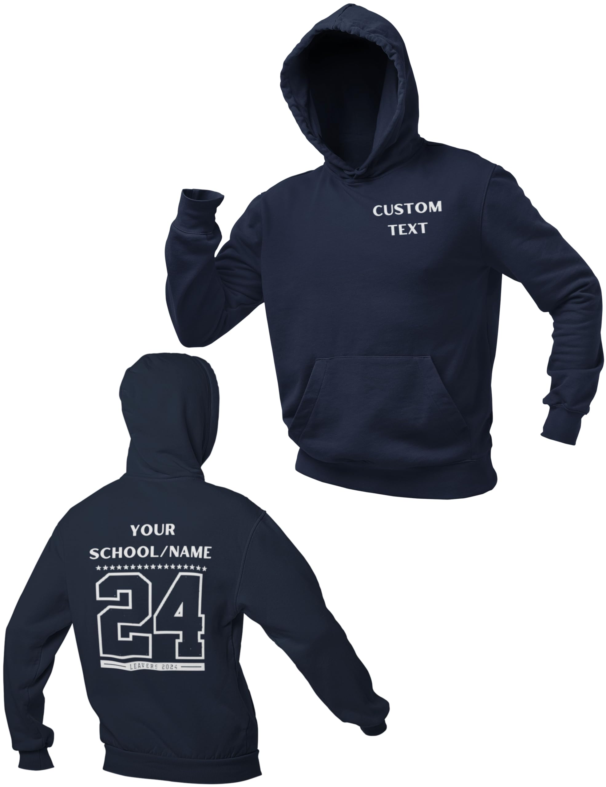 gi Graphic Impact Personalised Front and Back Stellar 2024 Leavers Unisex Hoodie Adults and Kids
