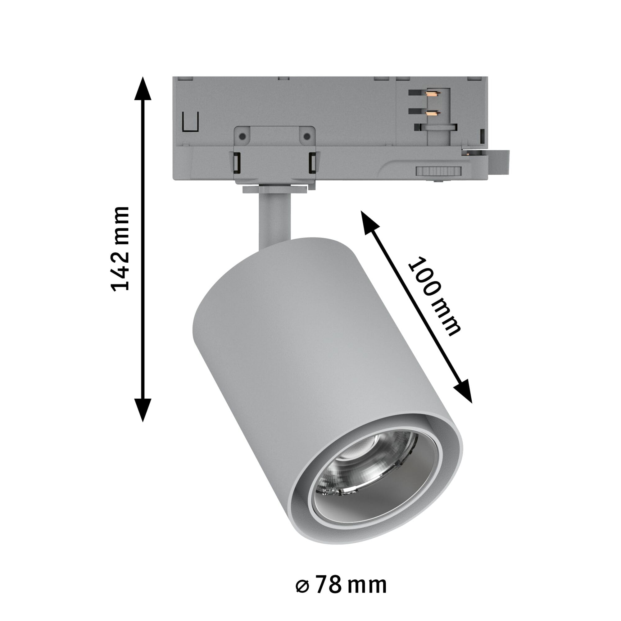 Paulmann 96573 ProRail3 Spot a binario LED Kratos 50° 3000lm 25W 3000 K 230 V argentato Sistema di illuminazione a binario