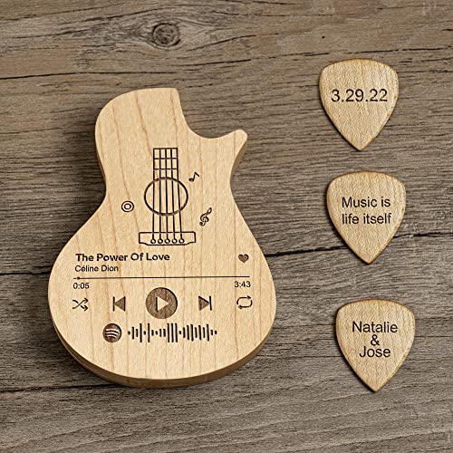 Boîte à médiators en bois personnalisé avec 3 médiators Spotify, boîte à médiators en bois pour guitare électrique… - Les Beatles, Paul McCartney, John Lennon, RIngo Starr, George Harrison Boîte à médiators en bois personnalisé avec 3 médiators Spotify, boîte à médiators en bois pour guitare électrique…