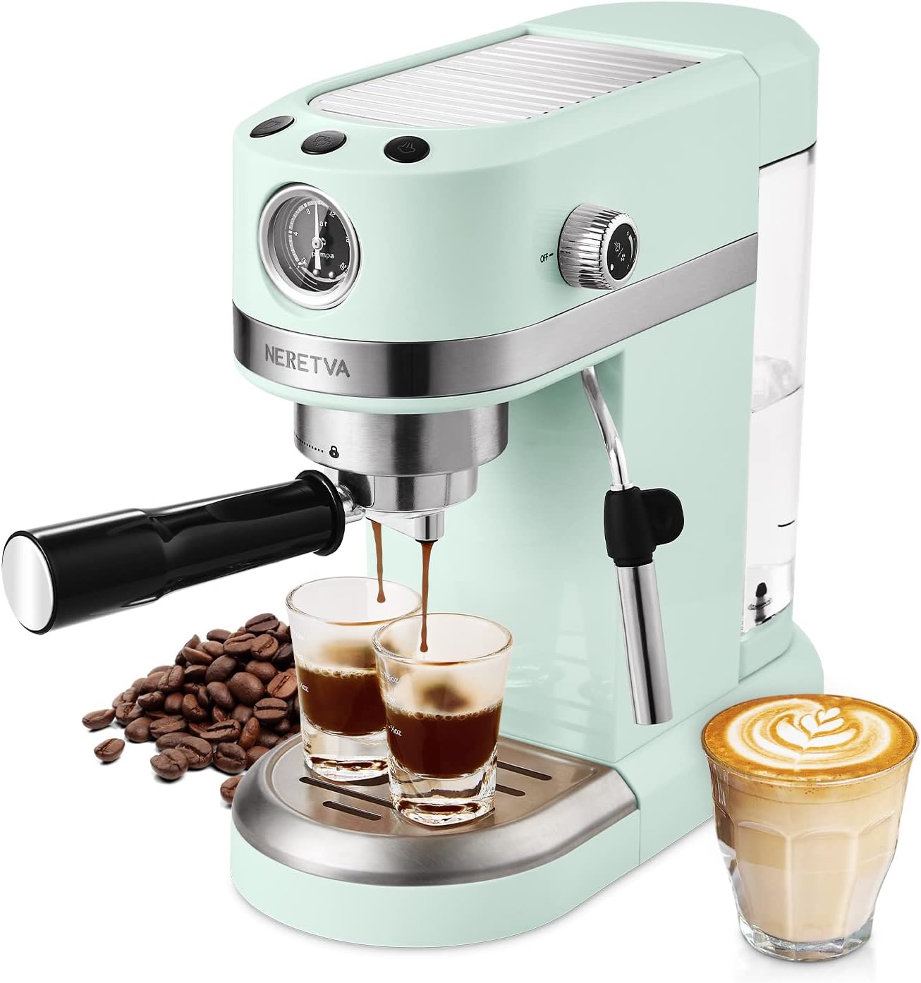 Neretva 20 Bar Espresso Coffee Machine with Steam Wand for