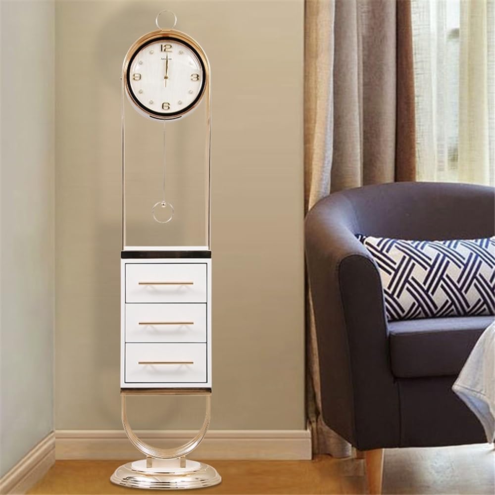 Decoración Reloj de Piso con Tres Cajones Moderno Americano Mudo Retro | Reloj de pie de pie