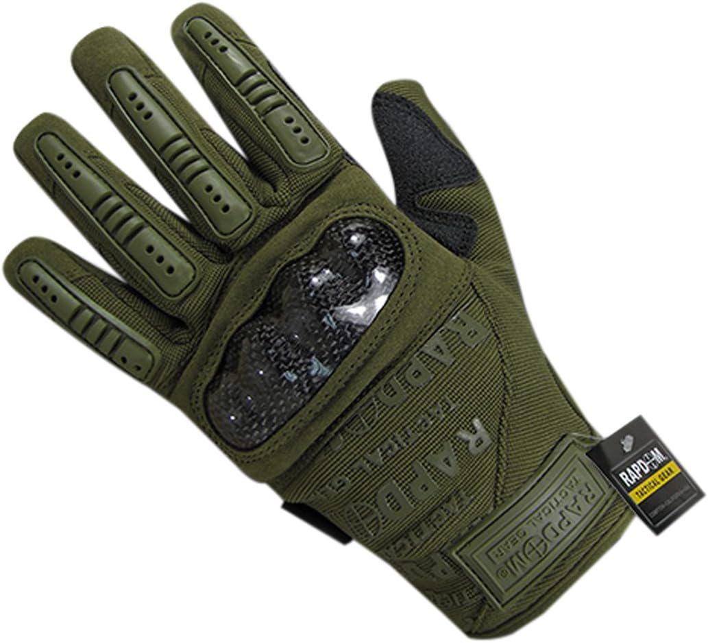 Rapdom Tactical Carbon Fiber Combat Gloves, Olive Drab, Large