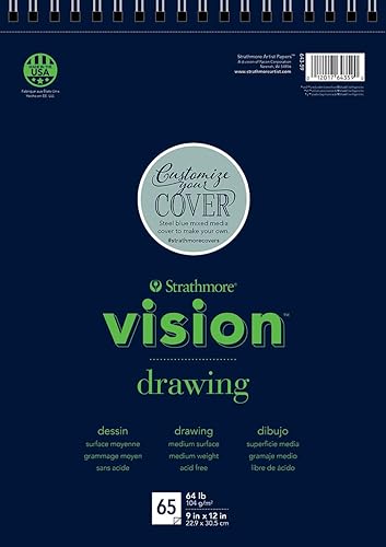Strathmore Vision 62643590 - Almohadilla de dibujo de dientes finos de 9 x 12 pulgadas, 64 libras, 65 hojas
