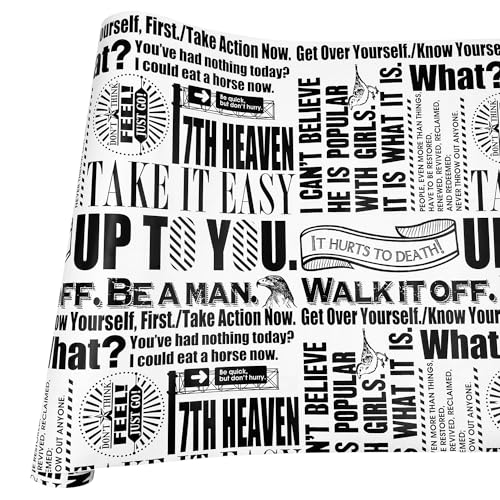 Yifely Vintage Black White Newspaper Furniture Decor Paper Self-Adhesive Shelf Drawer Liner Bookcase Sticker 17.7 Inch by 9.8 Feet