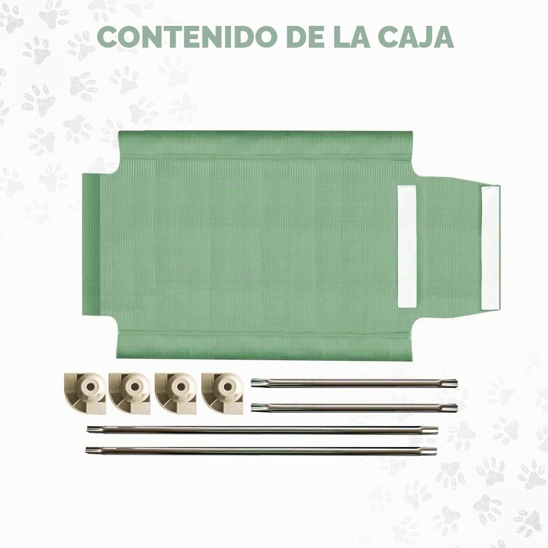 Acrimet Cama Elevada para Perros, Malla Lavable y Transpirable, Estructura de Acero Inoxidable, para Uso Interior y Exterior (Tamaño: 102 x 61 x 11cm) (Color Verde) (1 Unidad)