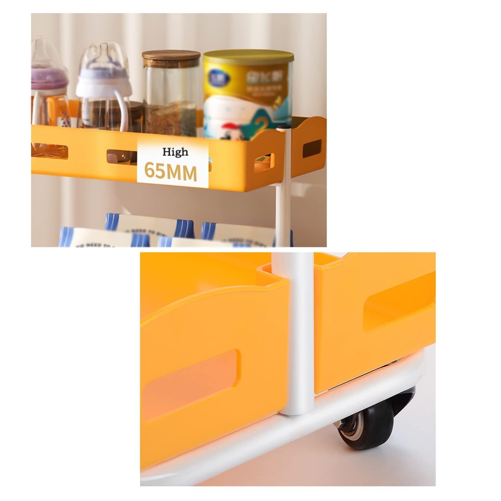 Carrellino Salvaspazio Carrello Mobile A 3 Ripiani, Portaoggetti per Soggiorno, Camera da Letto, Cucina per Organizzare Cucina(Grün)