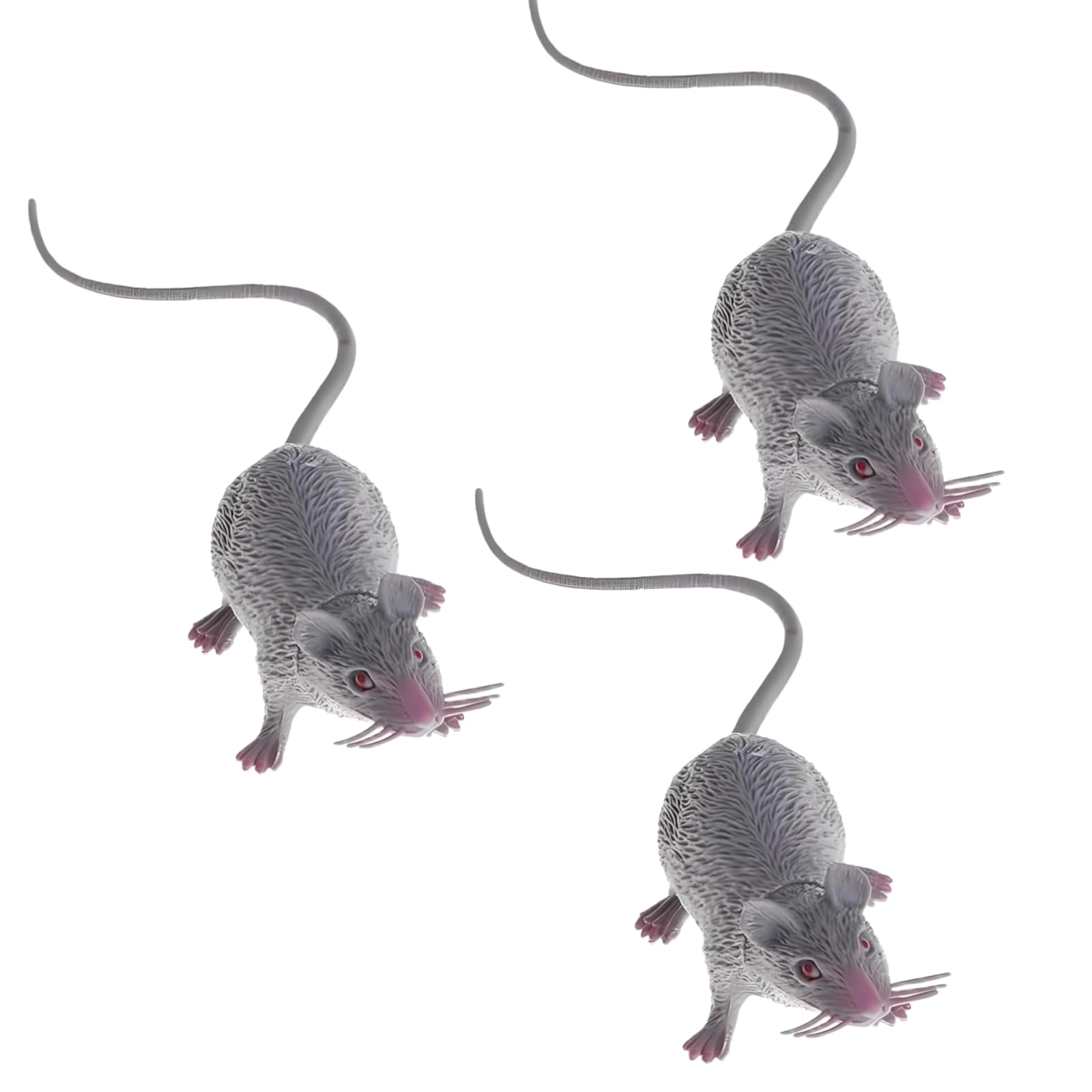 3Pcs Plastic Halloween Rat, Realistic Fake Mouse for Party Decorations, Creepy Prank Props, Spooky April Fool's Day Trick, Lifelike Mice Figures for Party and Haunted House Decor, Decorations (Grey)