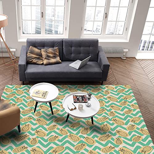 Pineapple Area Rug, Teal Moire Geometric Abstract Art Decorative Rug Anti-Slip Large Area Low Pile For Living Room Bedroom Dining Room - 2Ft X 3Ft #TOP2
