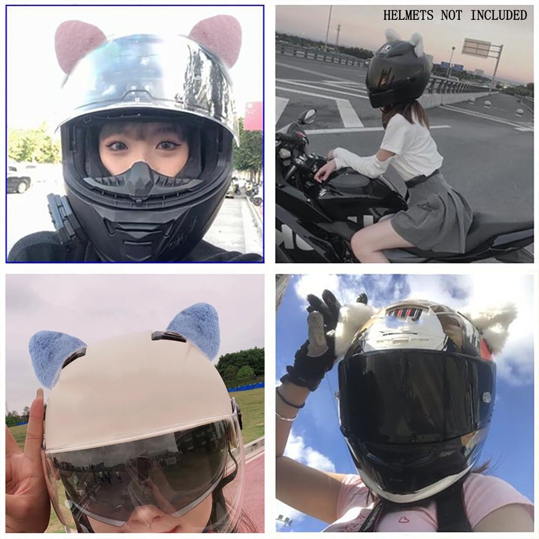 Orecchie Da Gatto In Peluche Per Casco - Set Di 2, Adesivo Forte, Colori Assortiti (10x8.5 Cm)
