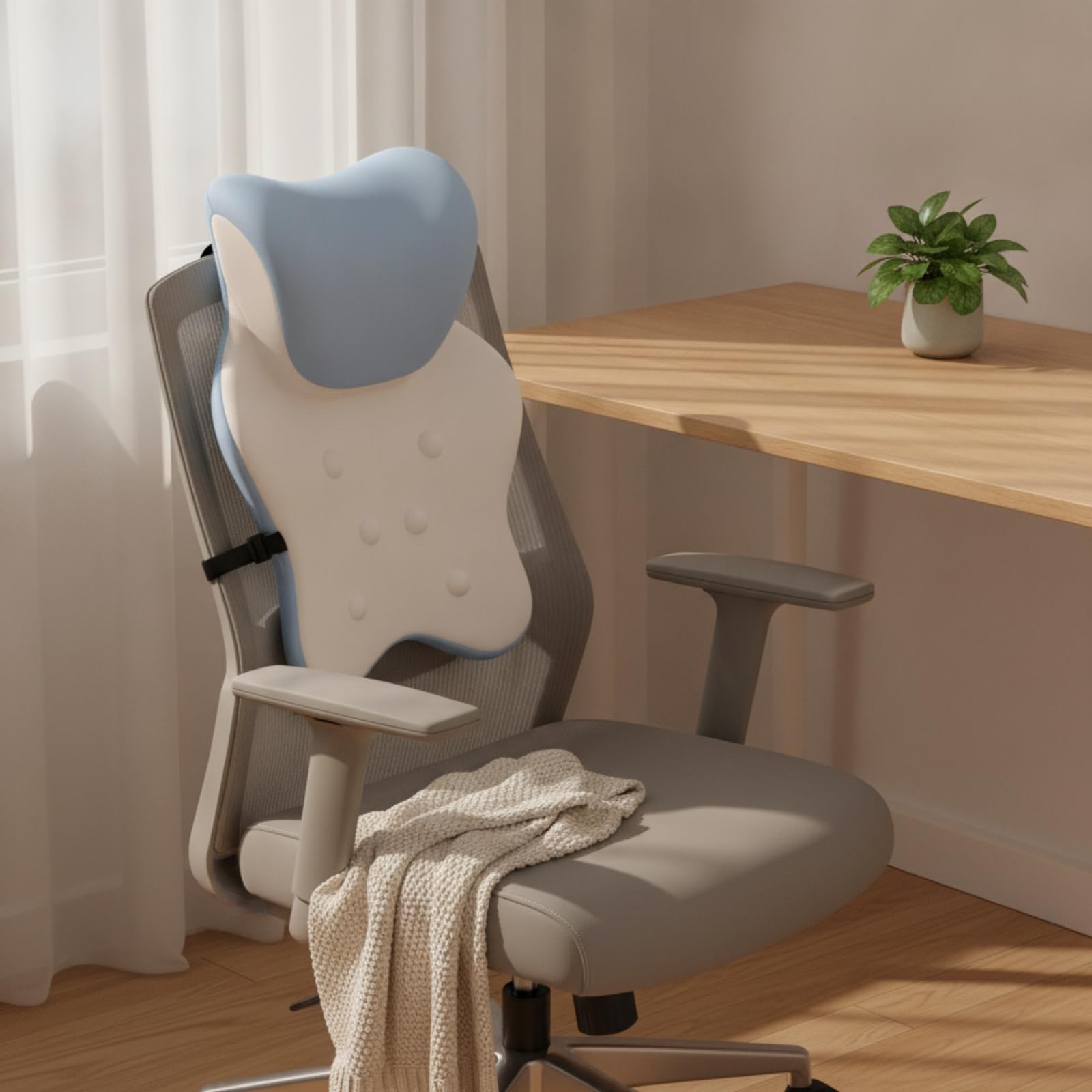 Almohada con Correa Ajustable, Gris Beige, 49 × 37 × 14 Cm