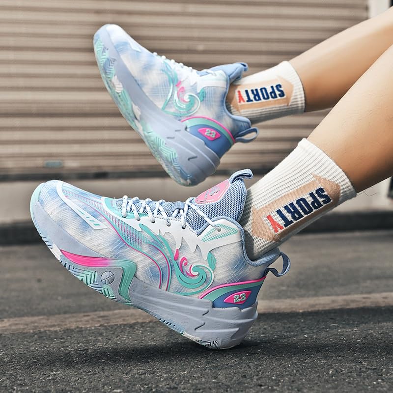 Zapatillas de Baloncesto Unisex caña Alta con Malla Transpirable y Antideslizante, Botas Deportivas Entrenamiento Moda Zapatos para Caminar