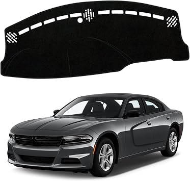 Non-Slip Dash Cover Dashboard Cover Mat Custom Fit Center Console Cover Sunshield Protector Pad Compatible with Dodge Charger 2011 2012 2013-2021 2022 2023 Accessories Pad Black Trim