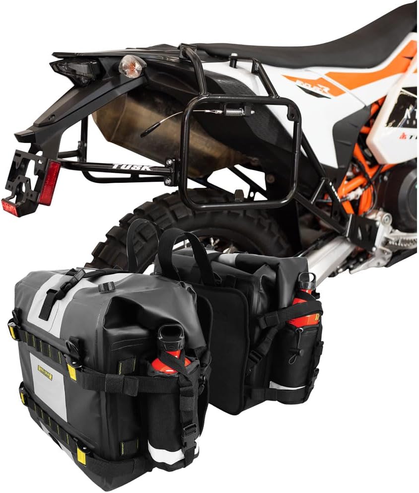 TUSKPannier Racks with Nelson Rigg Hurricane Dry Saddlebags Black for KTM 690 Enduro R 2019-2024